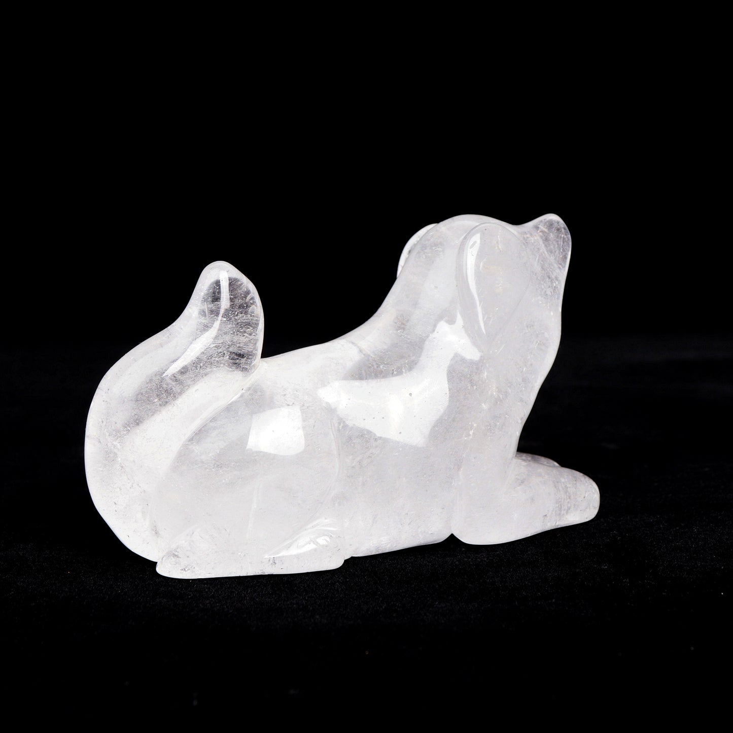 5.5" Clear Quartz Carved Dog Figurine Realistic Crystal Healing Quartz Decor