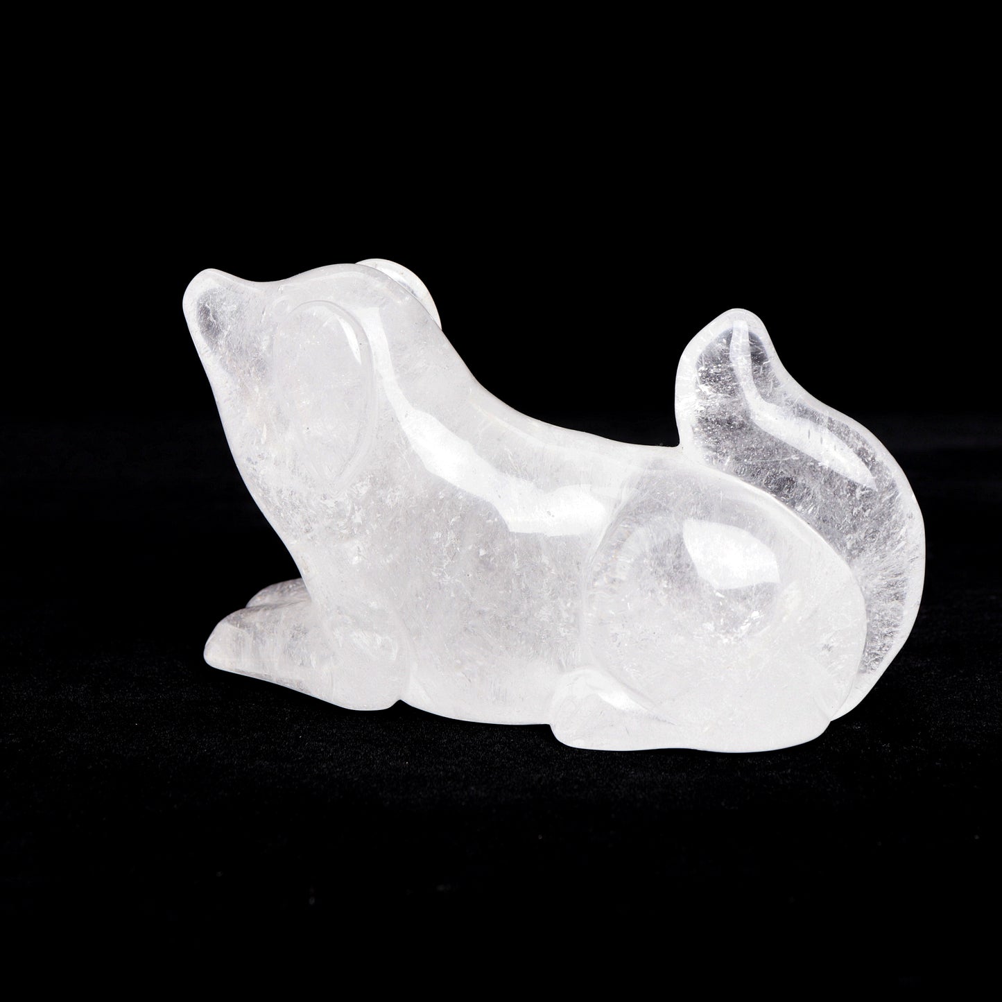 5.5" Clear Quartz Carved Dog Figurine Realistic Crystal Healing Quartz Decor
