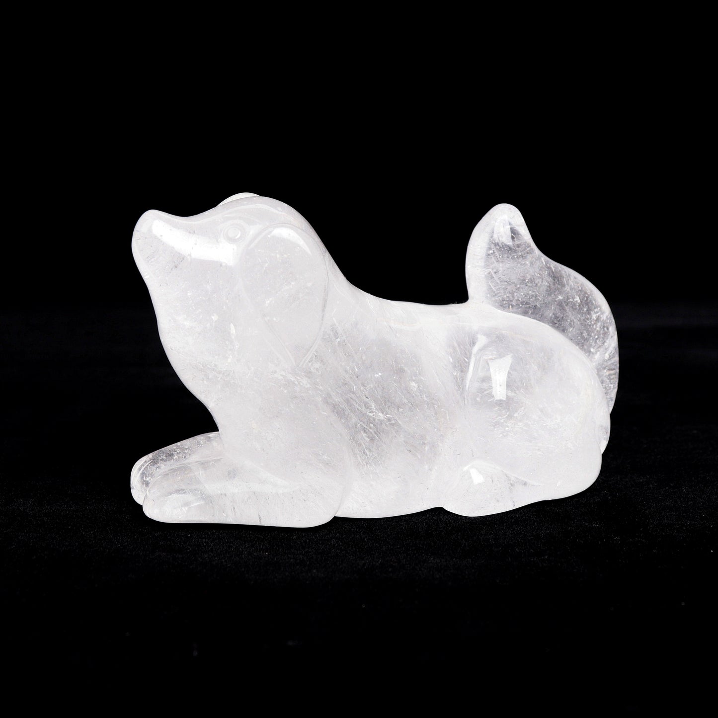 5.5" Clear Quartz Carved Dog Figurine Realistic Crystal Healing Quartz Decor