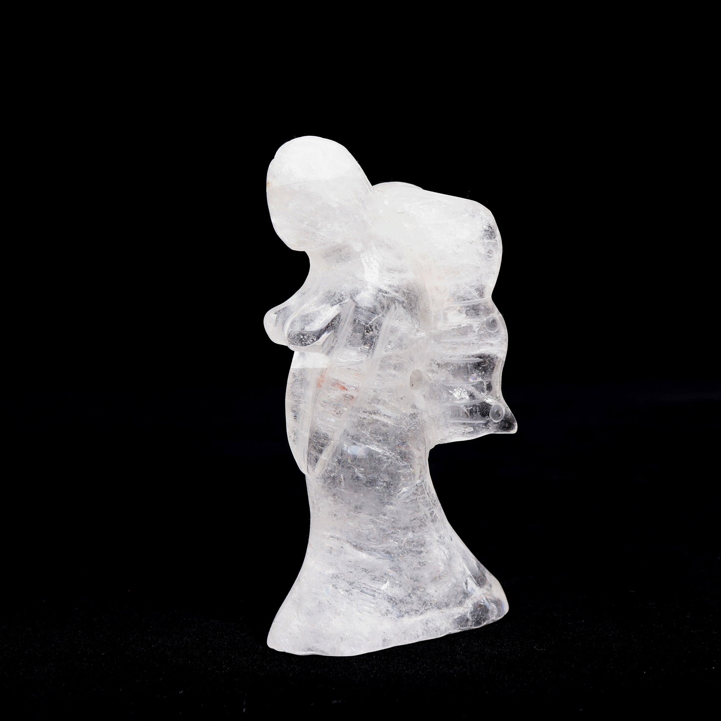 5" Clear Quartz Carved Fairy Statue Crystal Healing Quartz Decor