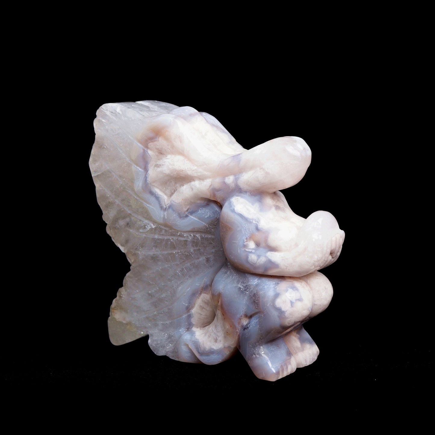 5" Flower Agate Carved Crystal Fairy Statue Healing Quartz Decor