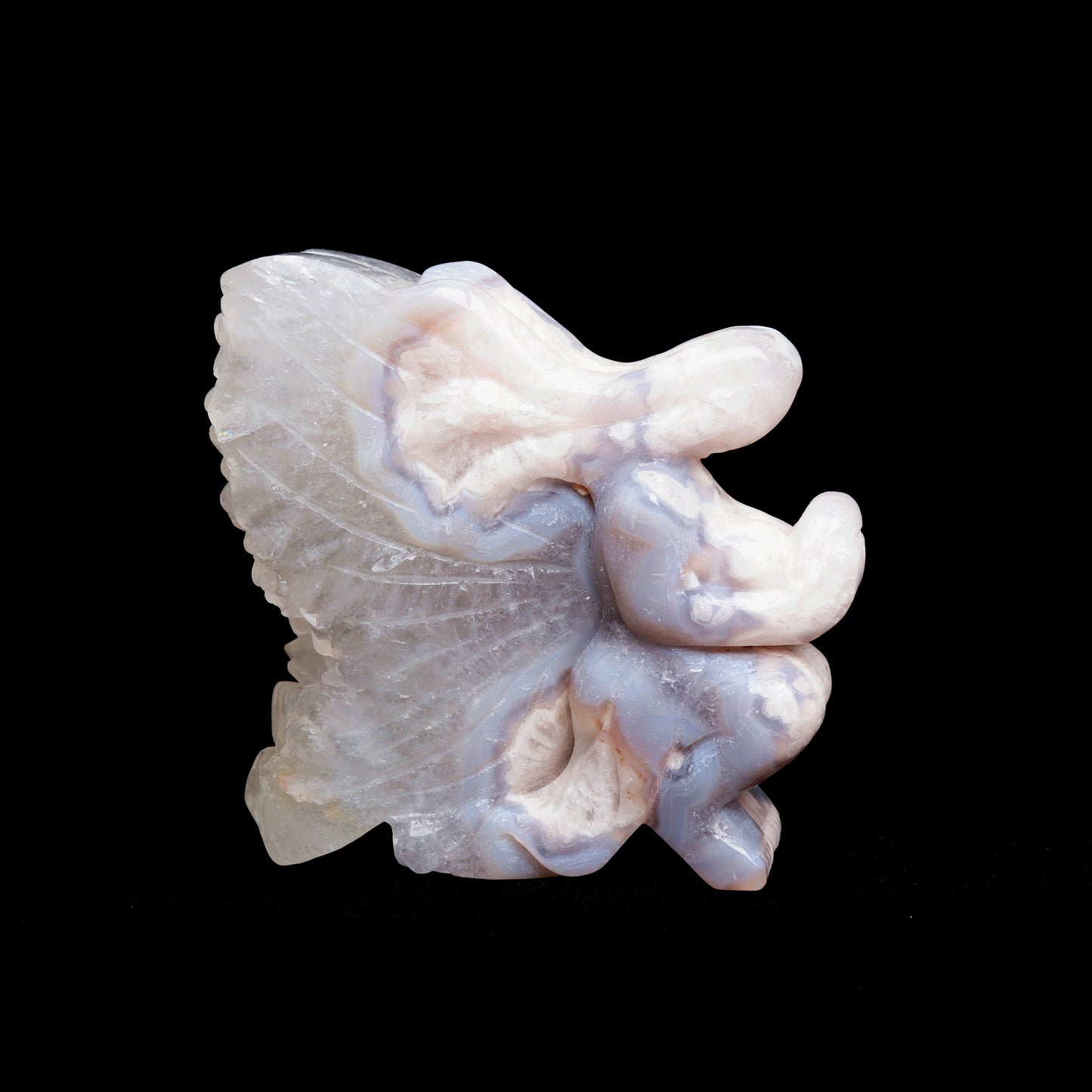 5" Flower Agate Carved Crystal Fairy Statue Healing Quartz Decor