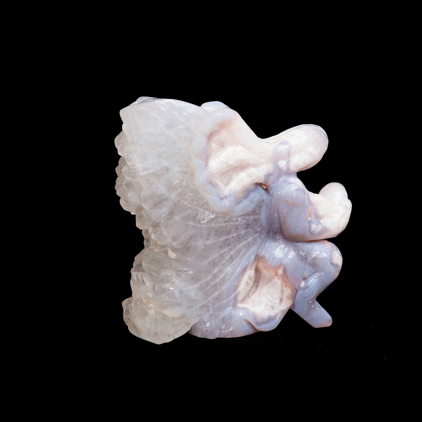 5" Flower Agate Carved Crystal Fairy Statue Healing Quartz Decor