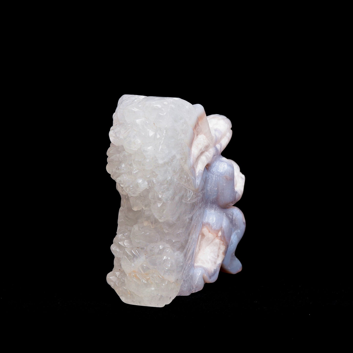 5" Flower Agate Carved Crystal Fairy Statue Healing Quartz Decor