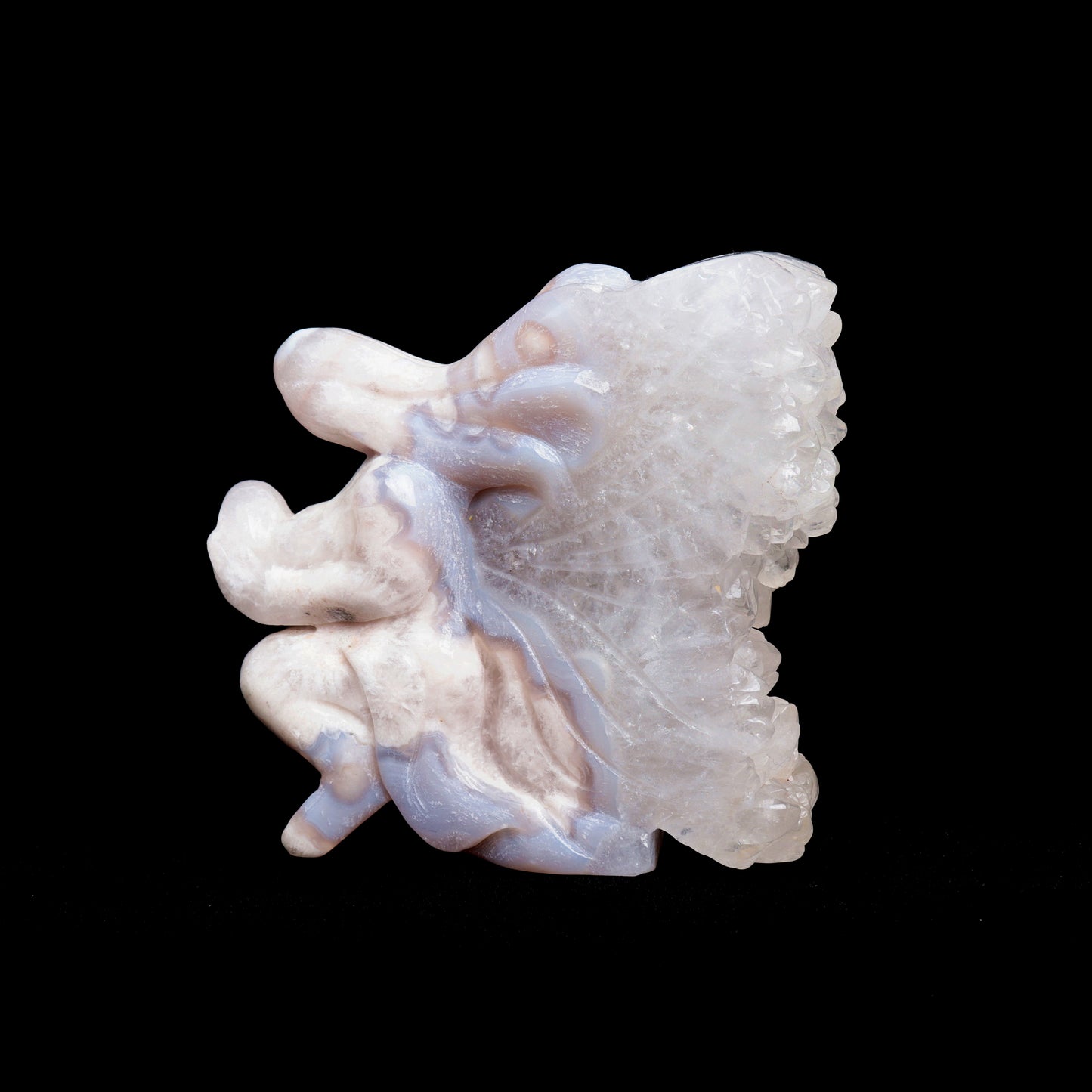 5" Flower Agate Carved Crystal Fairy Statue Healing Quartz Decor
