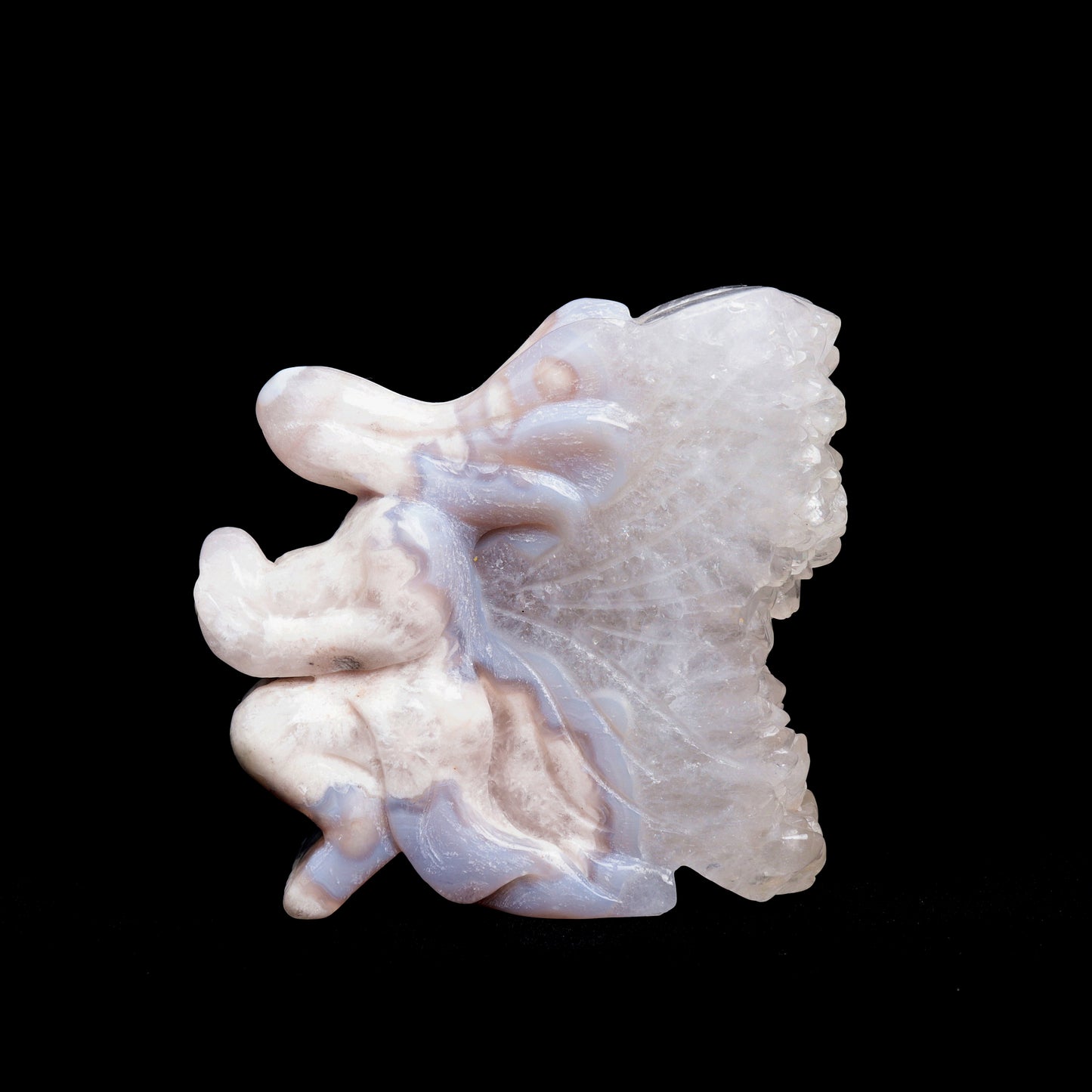 5" Flower Agate Carved Crystal Fairy Statue Healing Quartz Decor