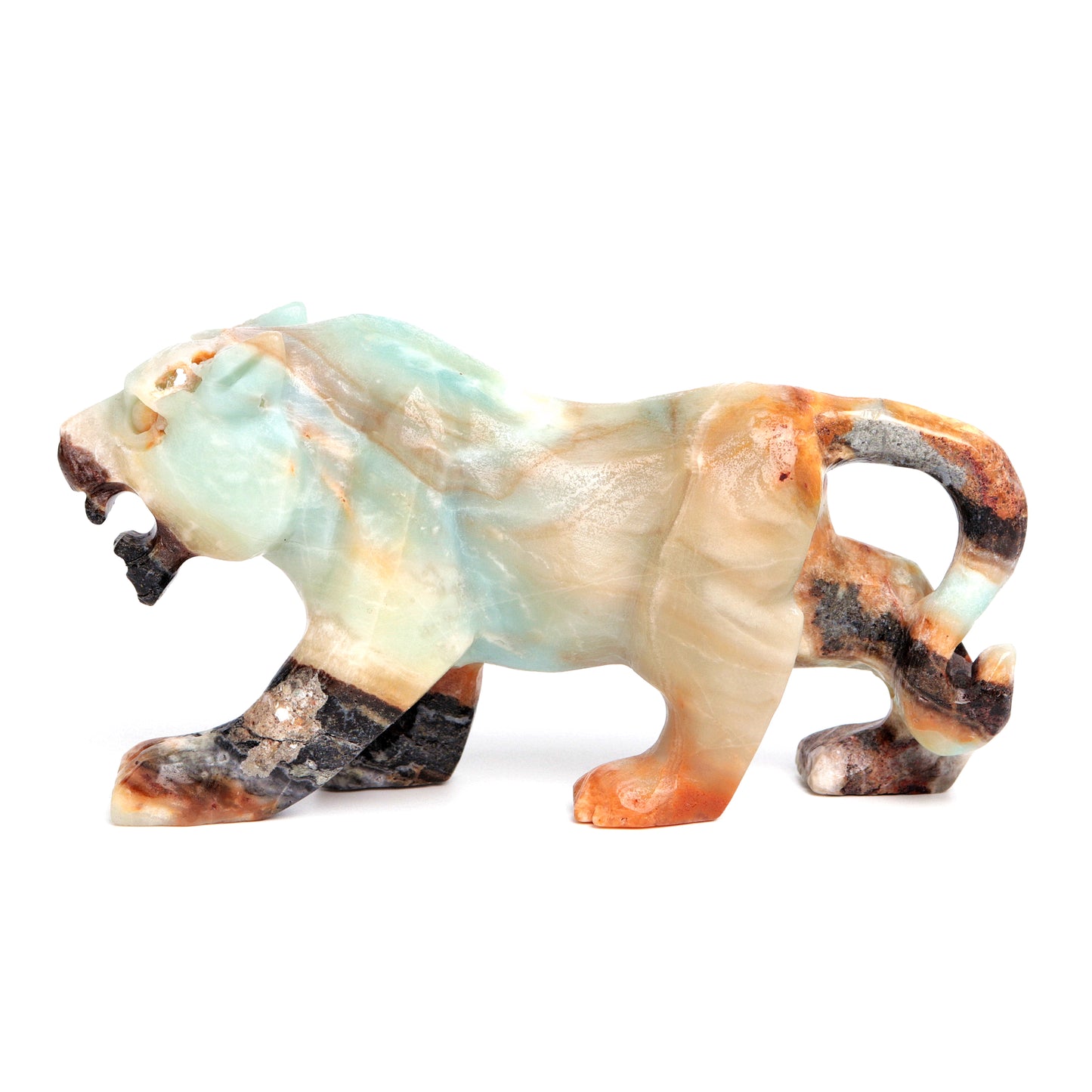 6" Amazonite Carved leopard Figurine Realistic Crystal Healing Quartz Decor