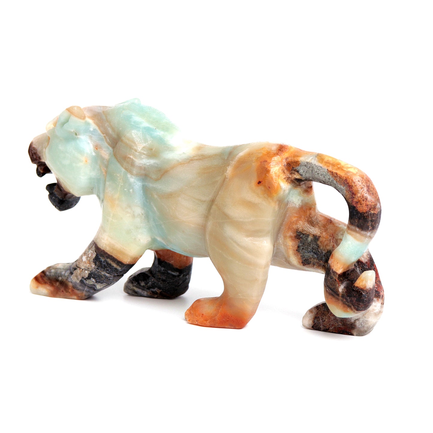 6" Amazonite Carved leopard Figurine Realistic Crystal Healing Quartz Decor