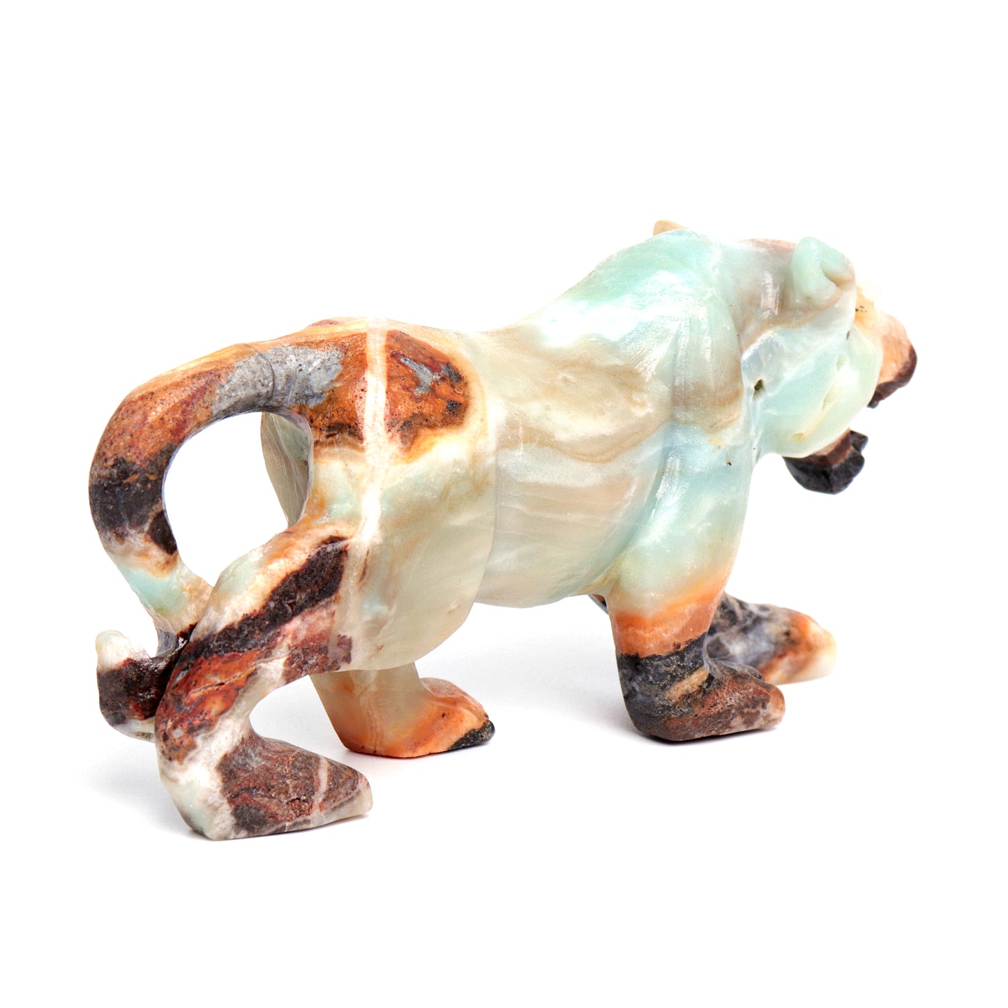 6" Amazonite Carved leopard Figurine Realistic Crystal Healing Quartz Decor