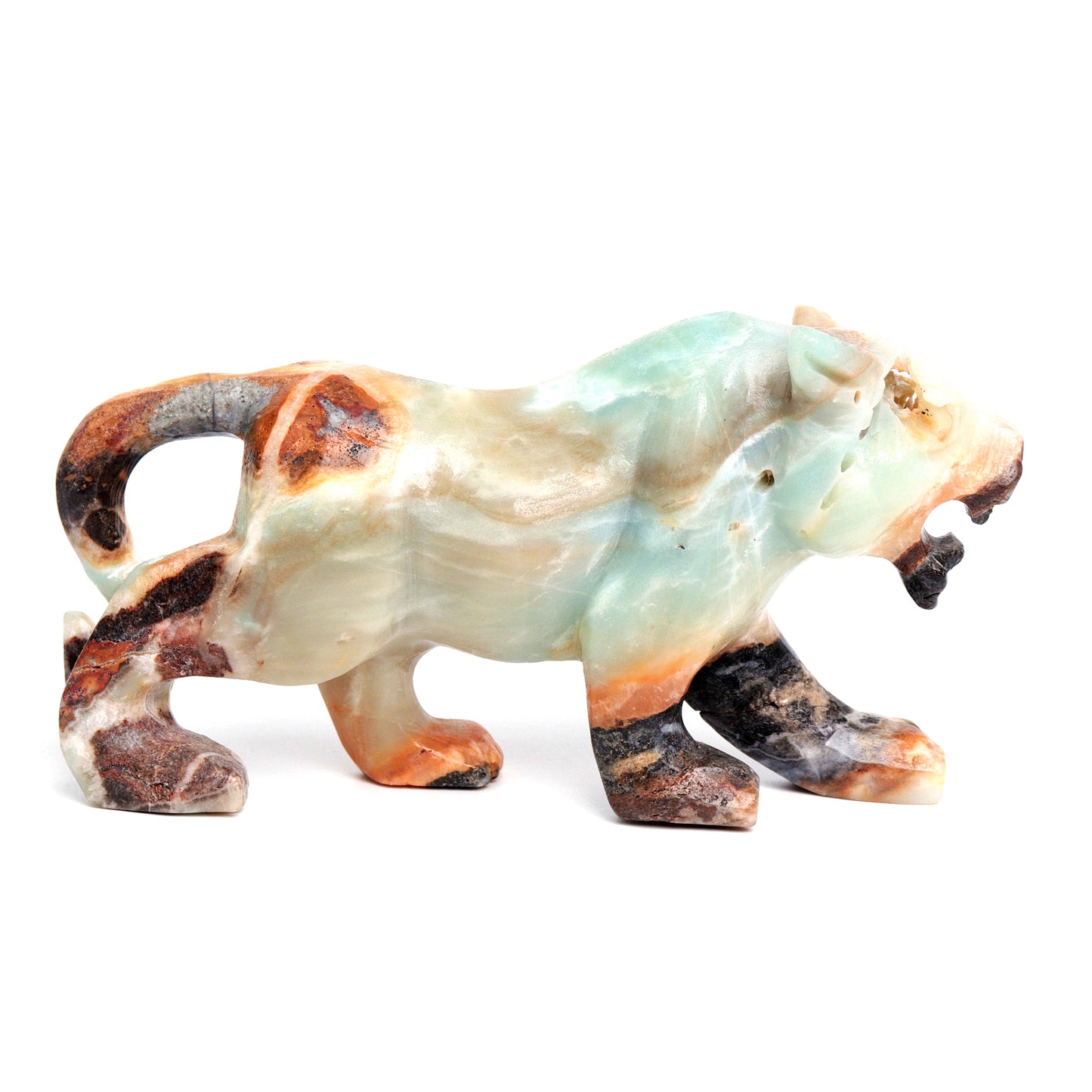 6" Amazonite Carved leopard Figurine Realistic Crystal Healing Quartz Decor