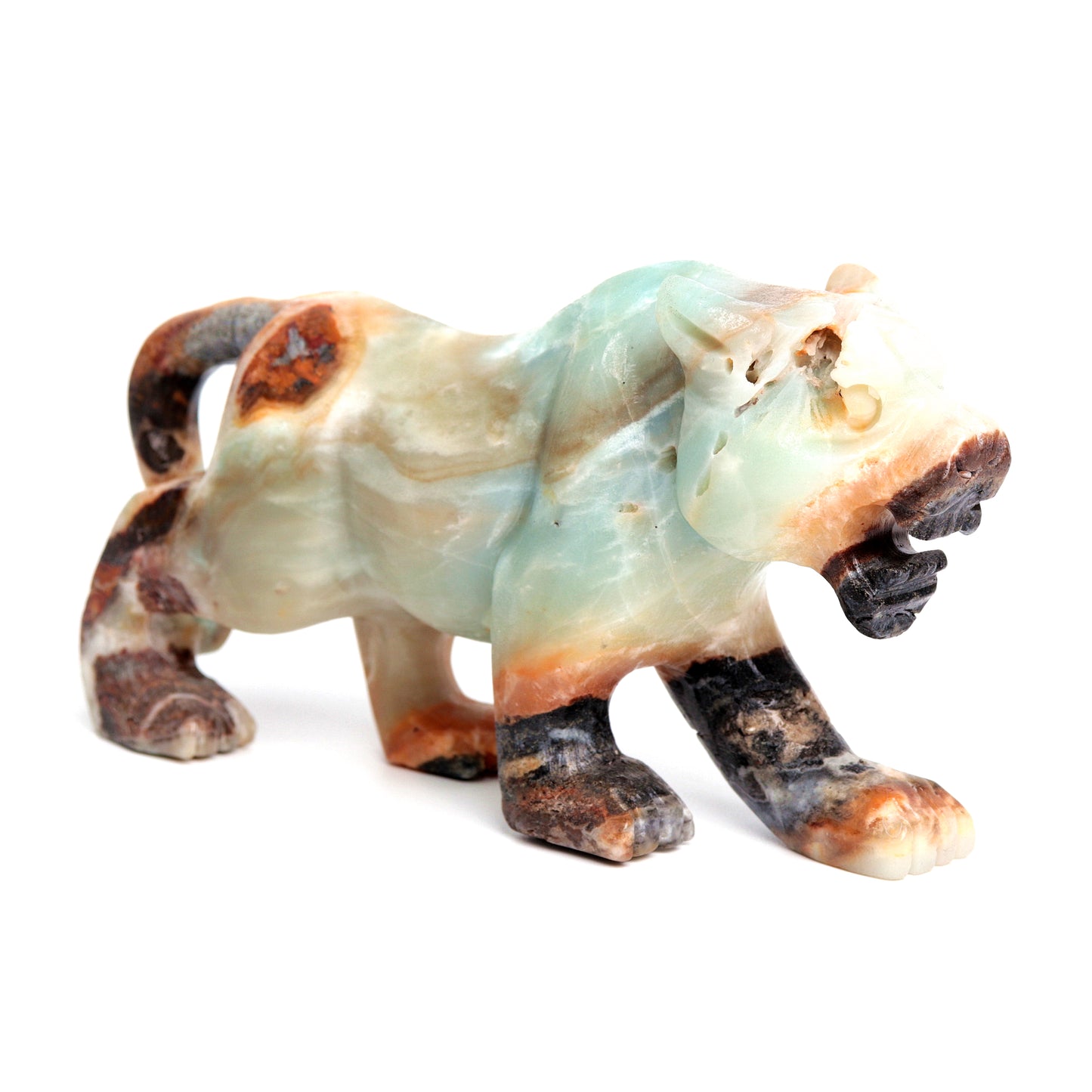 6" Amazonite Carved leopard Figurine Realistic Crystal Healing Quartz Decor