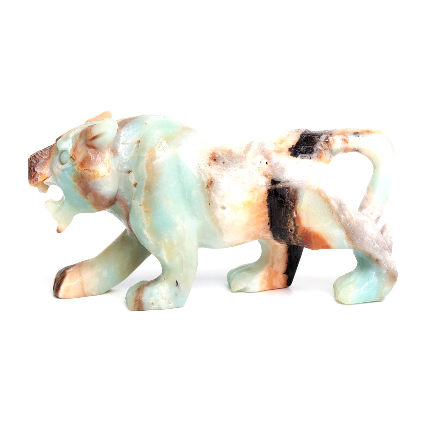 6.3" Amazonite Carved leopard Figurine Realistic Crystal Healing Quartz Decor
