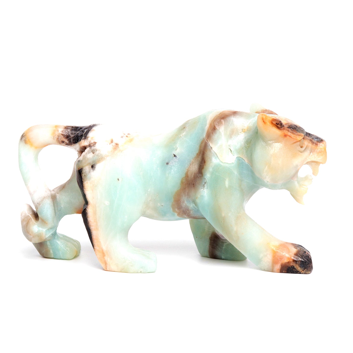 6.3" Amazonite Carved leopard Figurine Realistic Crystal Healing Quartz Decor