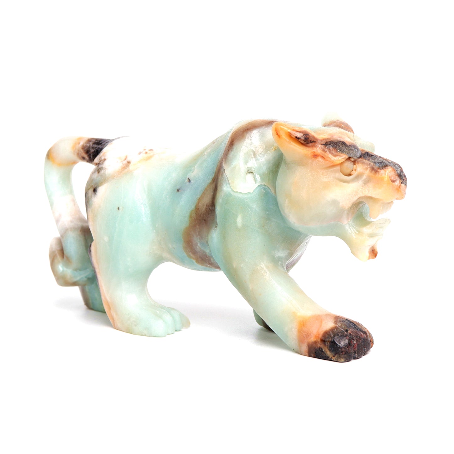 6.3" Amazonite Carved leopard Figurine Realistic Crystal Healing Quartz Decor