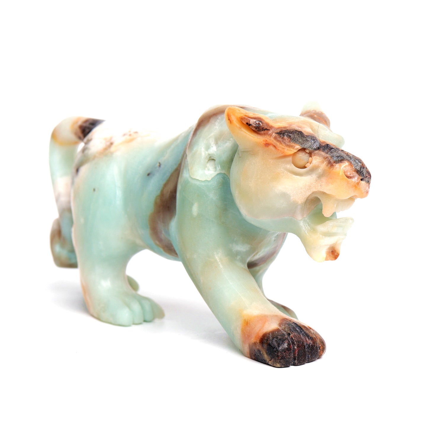 6.3" Amazonite Carved leopard Figurine Realistic Crystal Healing Quartz Decor
