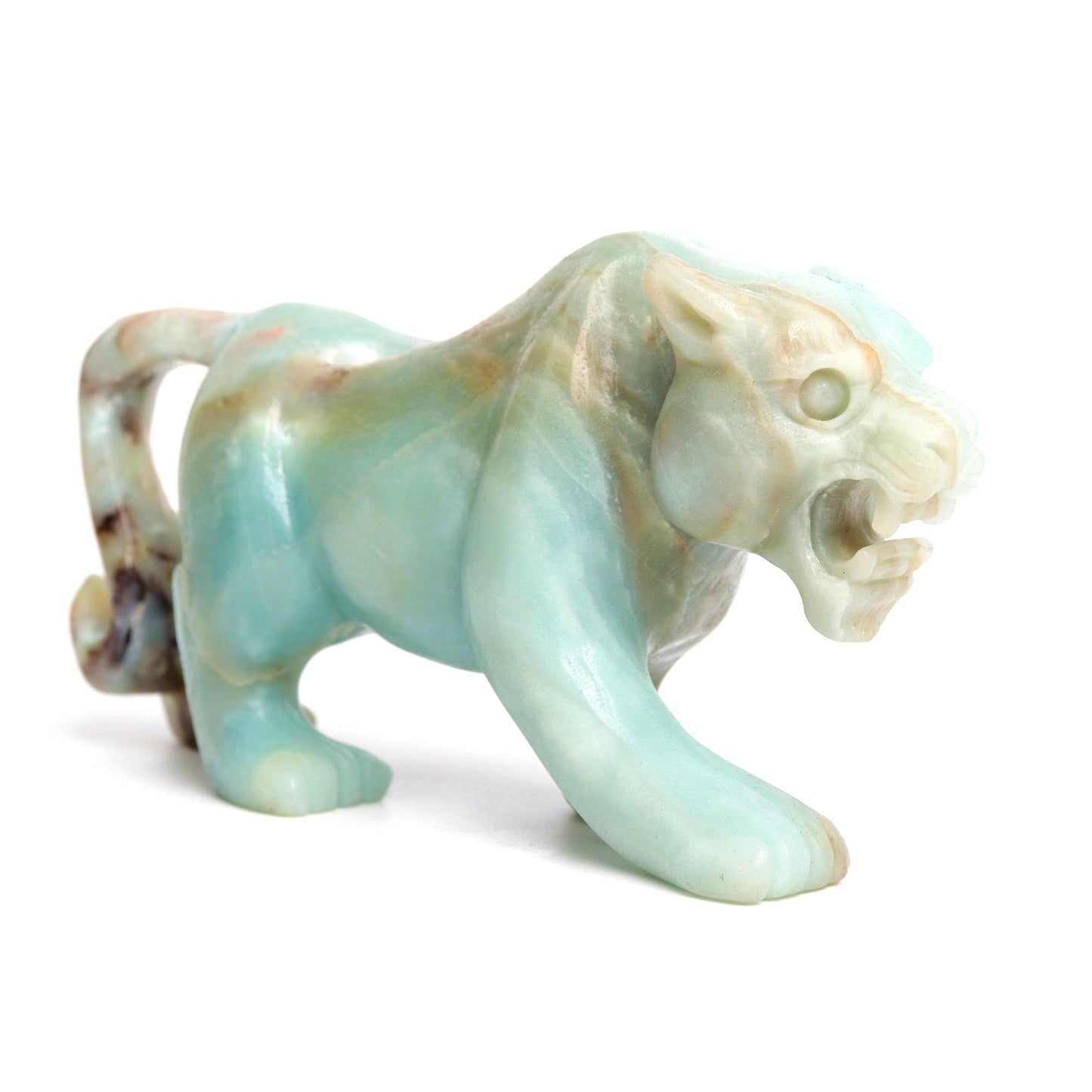 6" Amazonite Carved leopard Figurine Realistic Crystal Healing Quartz Decor
