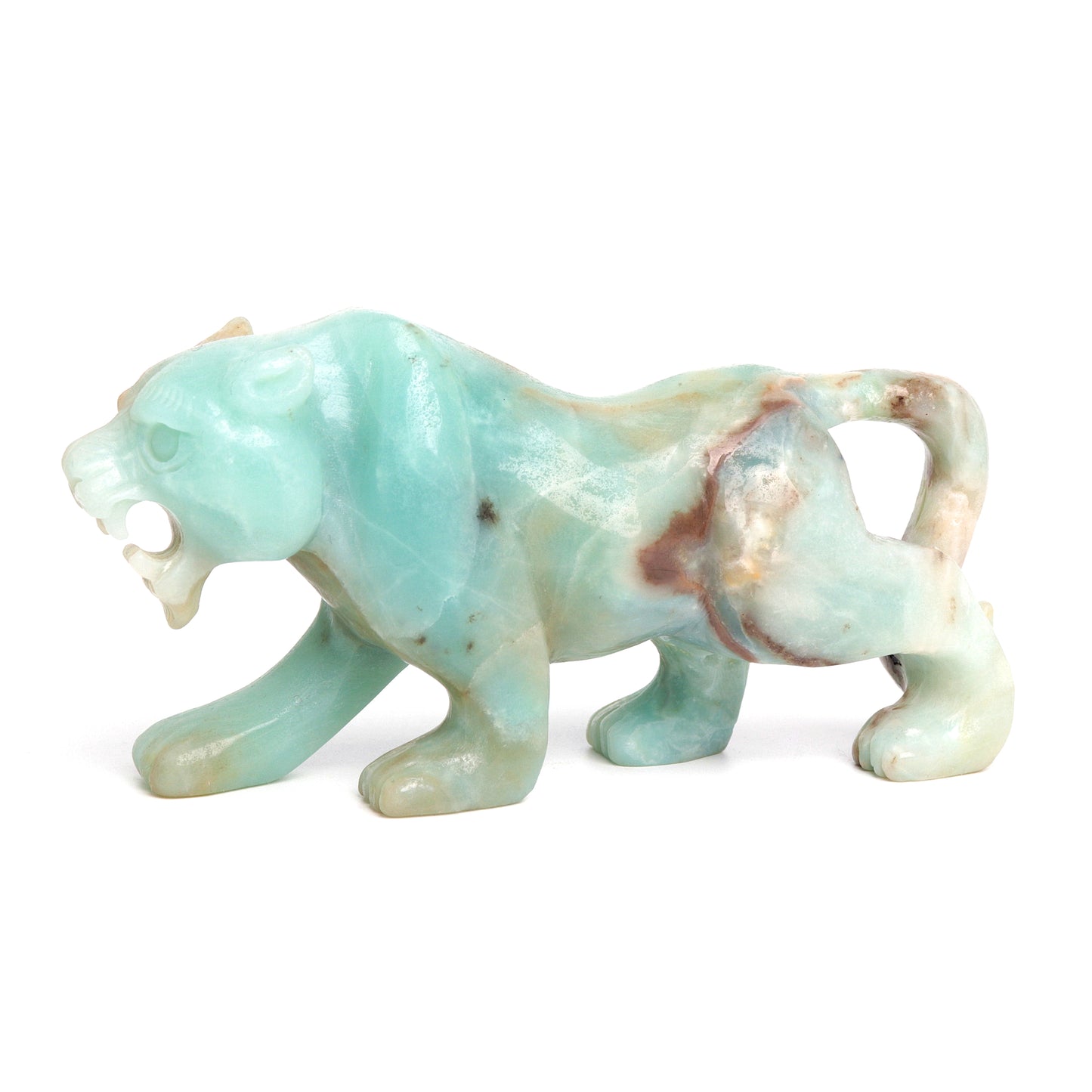 6" Amazonite Carved leopard Figurine Realistic Crystal Healing Quartz Decor