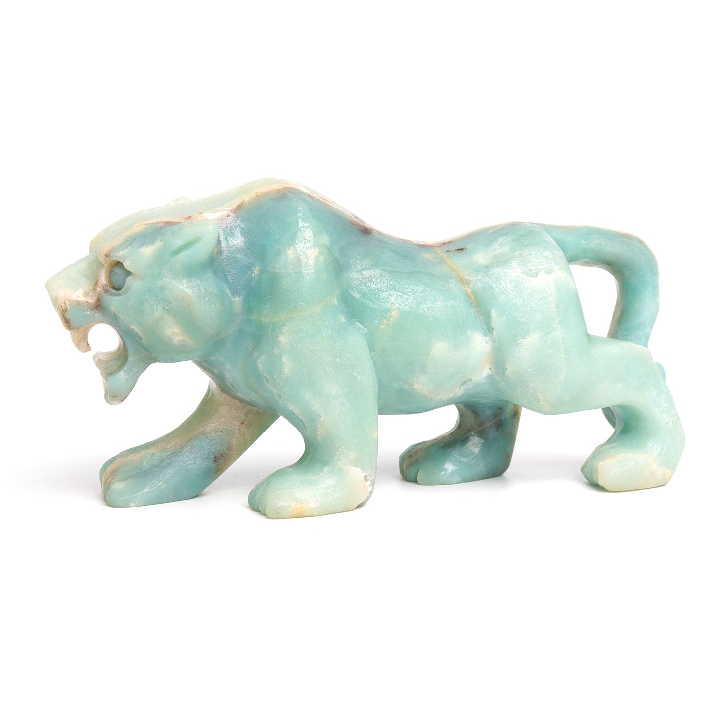 5.5" Amazonite Carved leopard Figurine Realistic Crystal Healing Quartz Decor