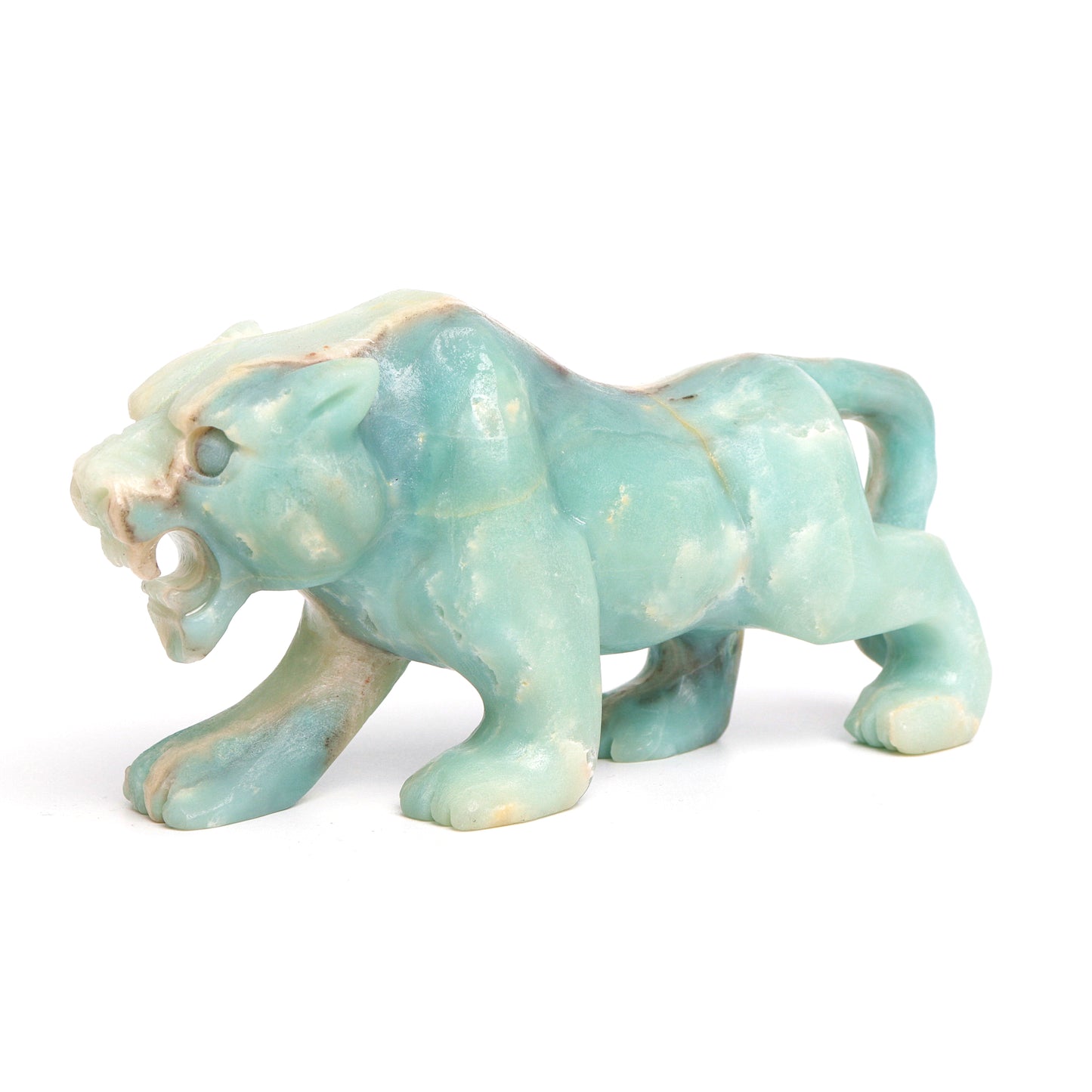 5.5" Amazonite Carved leopard Figurine Realistic Crystal Healing Quartz Decor