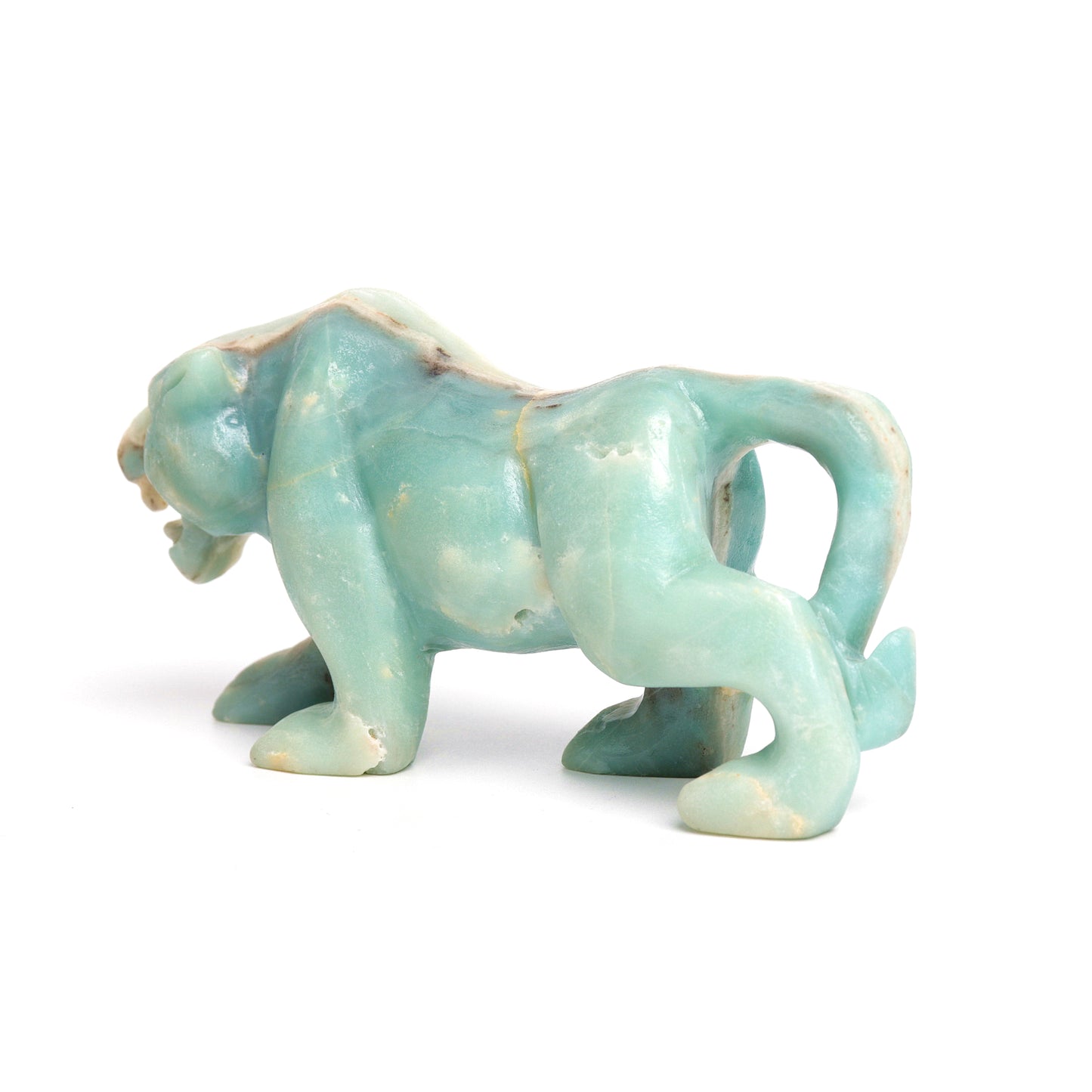 5.5" Amazonite Carved leopard Figurine Realistic Crystal Healing Quartz Decor