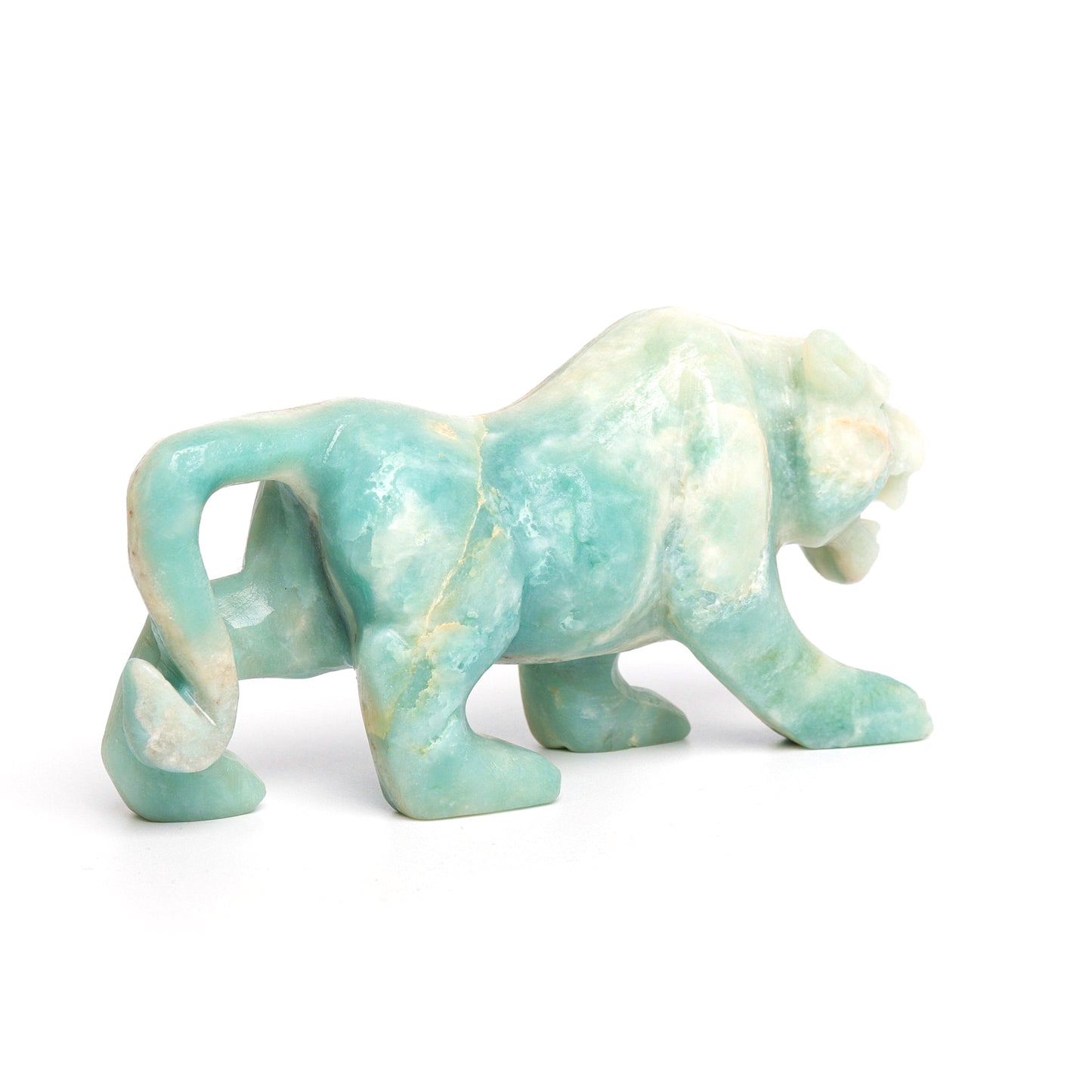 5.5" Amazonite Carved leopard Figurine Realistic Crystal Healing Quartz Decor