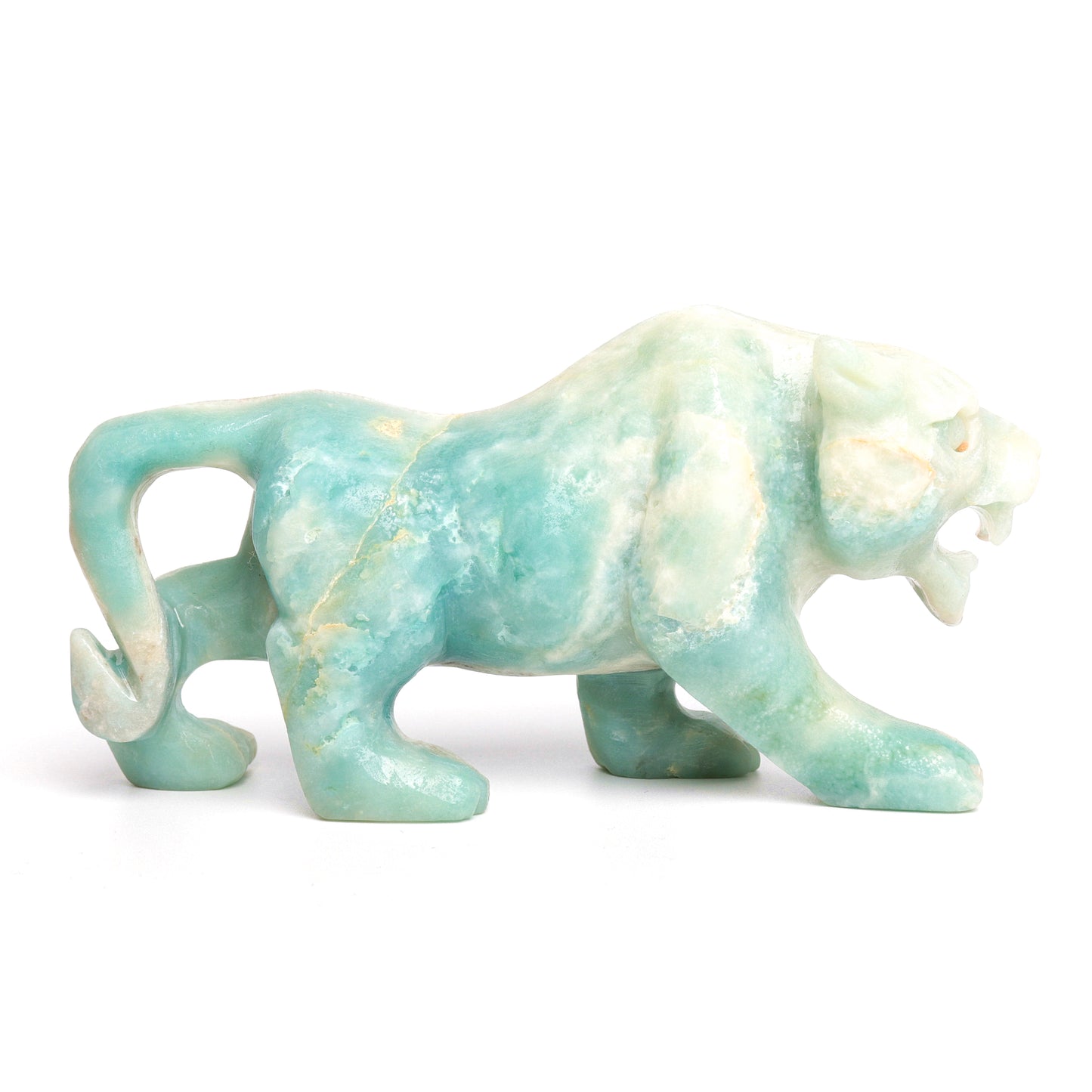 5.5" Amazonite Carved leopard Figurine Realistic Crystal Healing Quartz Decor
