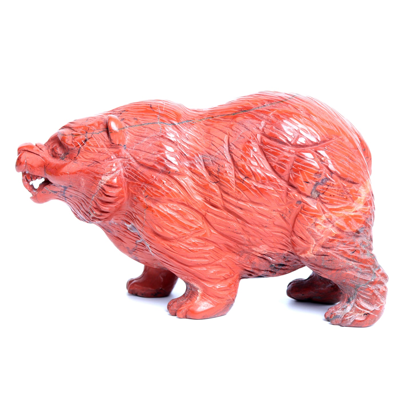 5" Red Jasper Crystal Bear Figurine Realistic Healing Quartz Decor