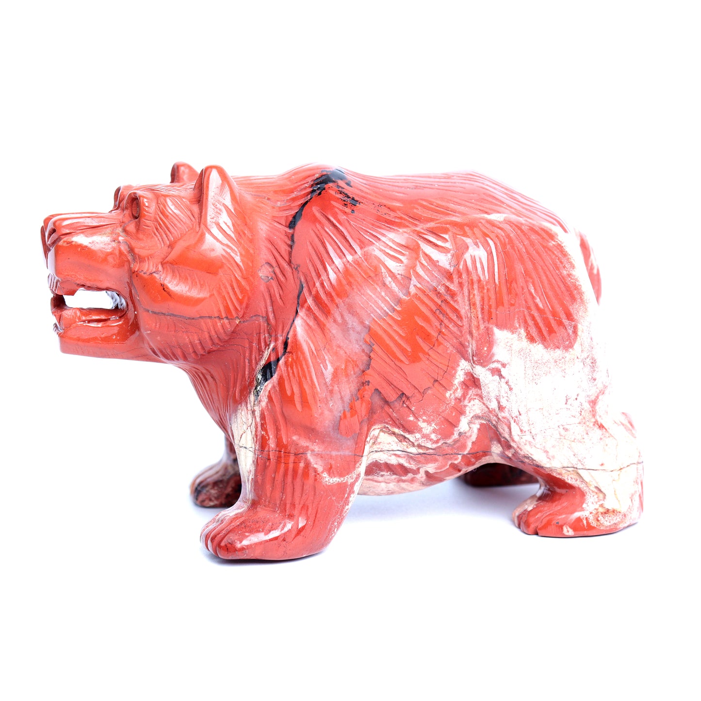 4.5" Red Jasper Carved Bear Statue Realistic Crystal Healing Quartz Decor