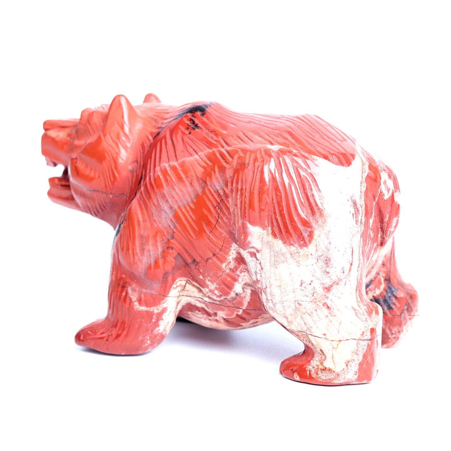 4.5" Red Jasper Carved Bear Statue Realistic Crystal Healing Quartz Decor