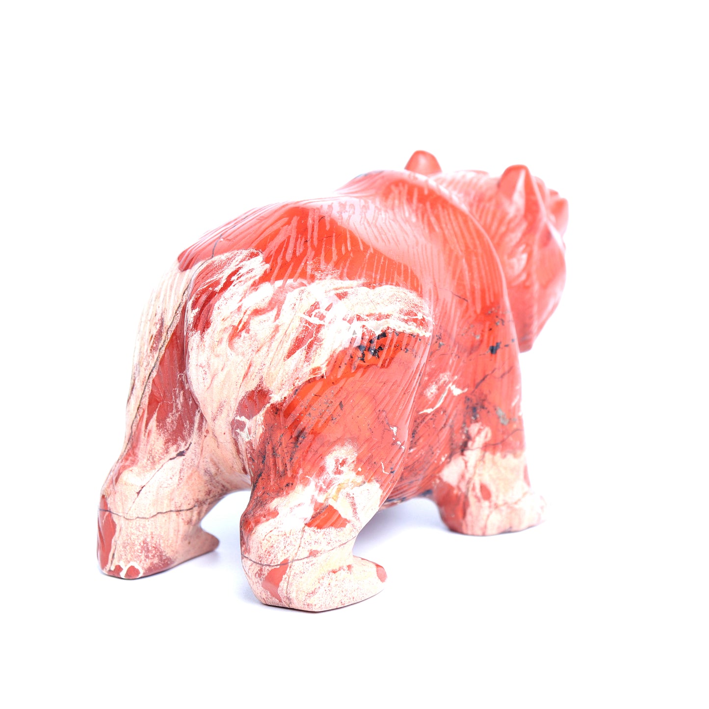 4.5" Red Jasper Carved Bear Statue Realistic Crystal Healing Quartz Decor