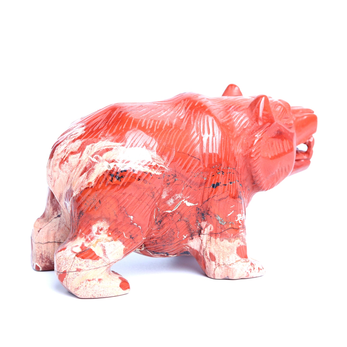 4.5" Red Jasper Carved Bear Statue Realistic Crystal Healing Quartz Decor