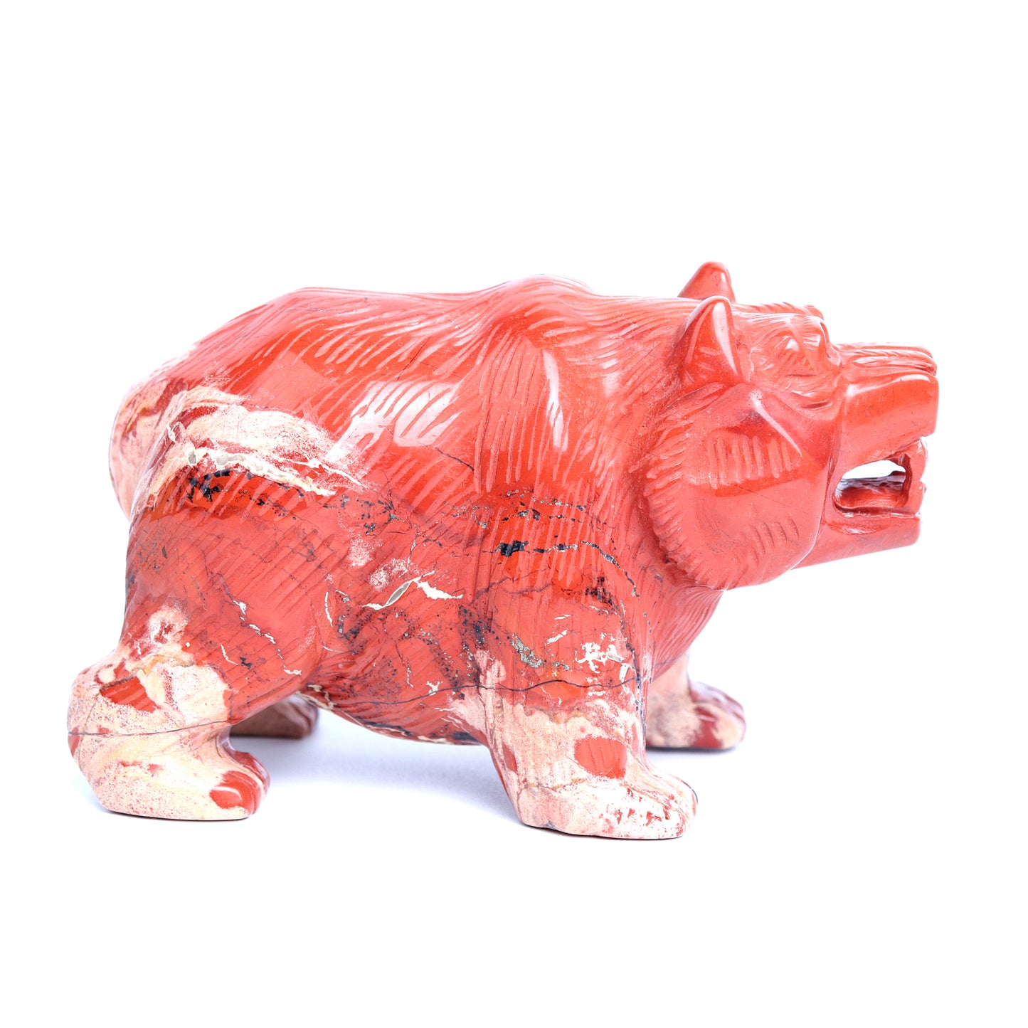 4.5" Red Jasper Carved Bear Statue Realistic Crystal Healing Quartz Decor