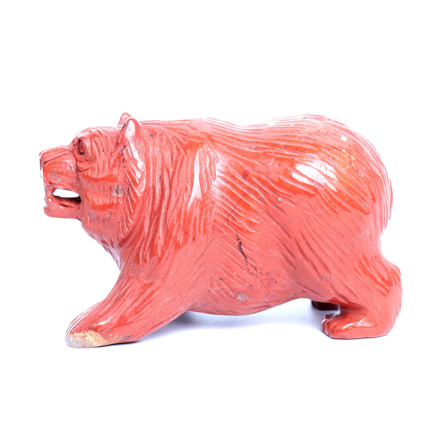 3.8" Red Jasper Carved Bear Figurine Realistic Crystal Healing Quartz Decor