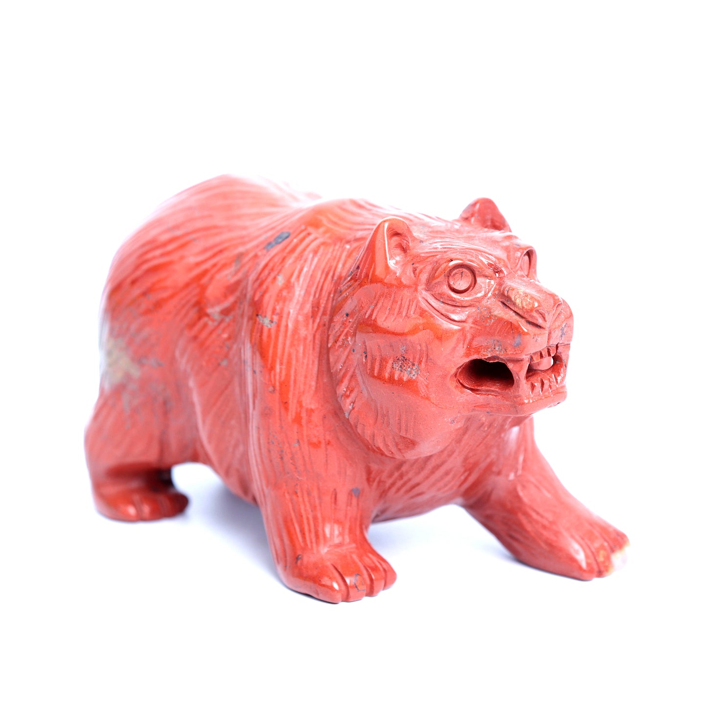 3.8" Red Jasper Carved Bear Figurine Realistic Crystal Healing Quartz Decor