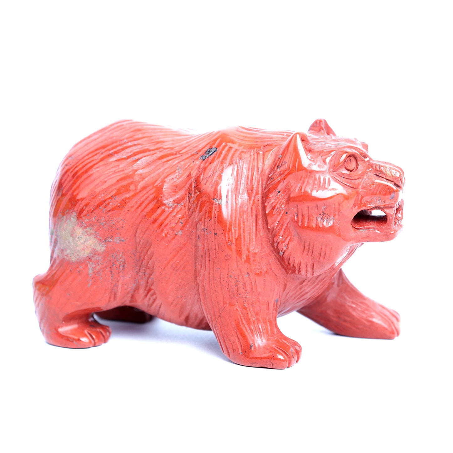 3.8" Red Jasper Carved Bear Figurine Realistic Crystal Healing Quartz Decor