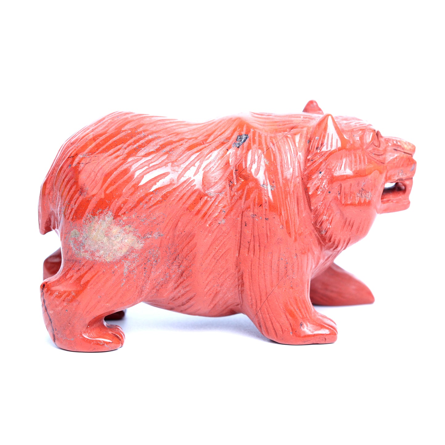 3.8" Red Jasper Carved Bear Figurine Realistic Crystal Healing Quartz Decor