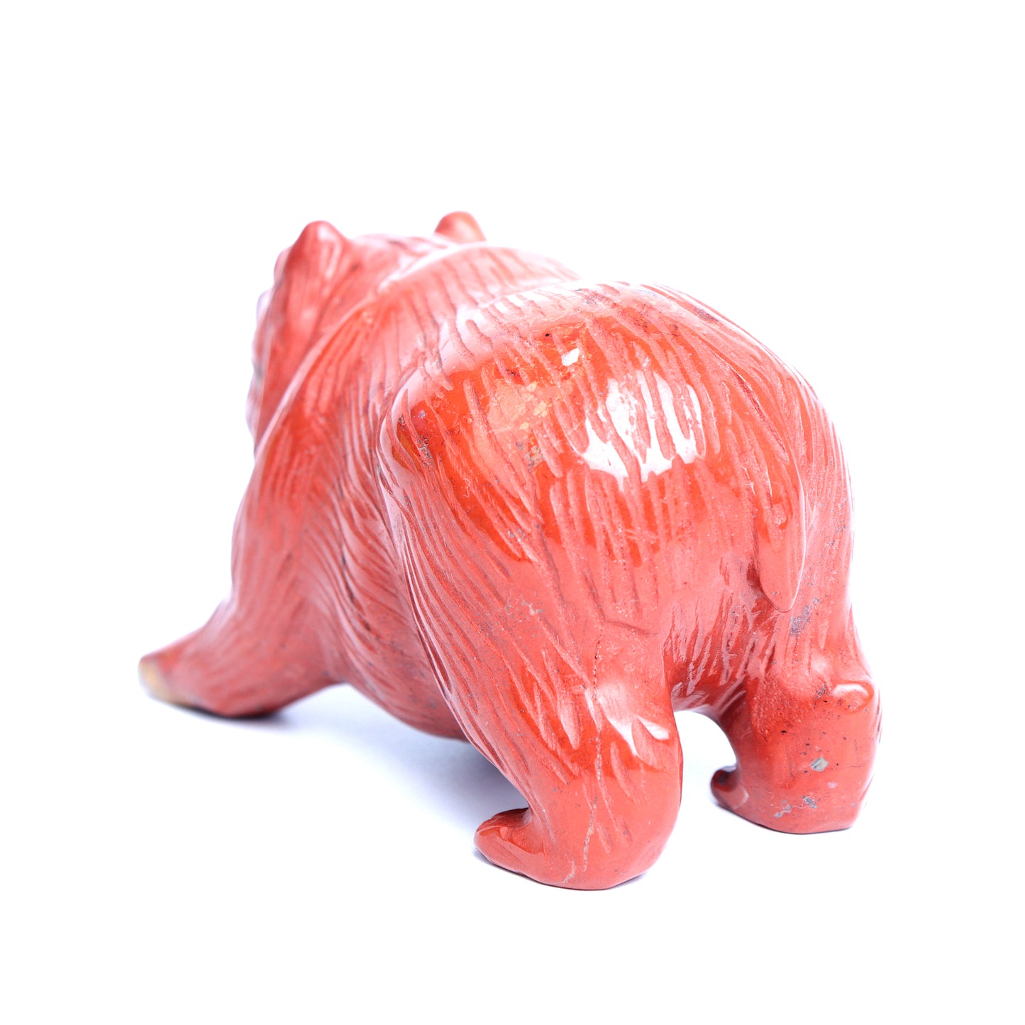 3.8" Red Jasper Carved Bear Figurine Realistic Crystal Healing Quartz Decor