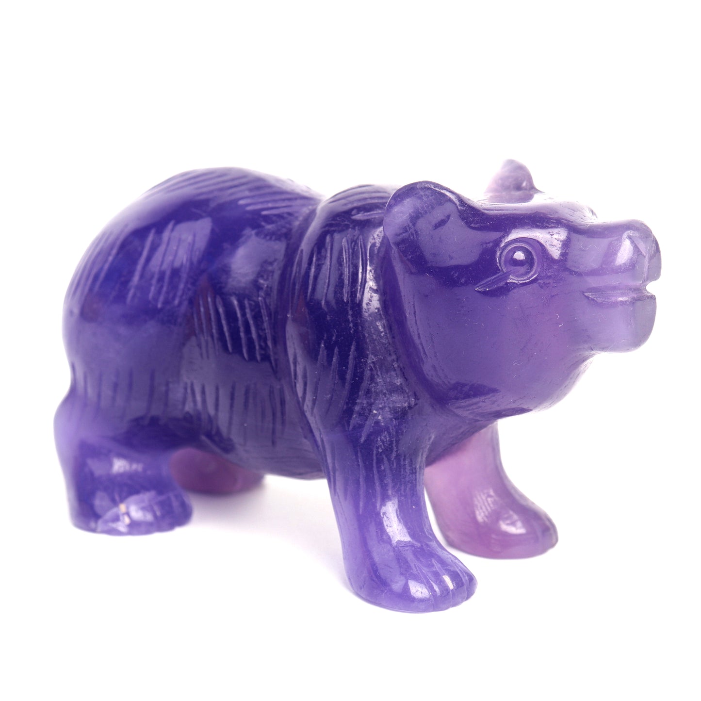 5" Fluorite Carved Bear Sculpture Realistic Crystal Healing Quartz Decor