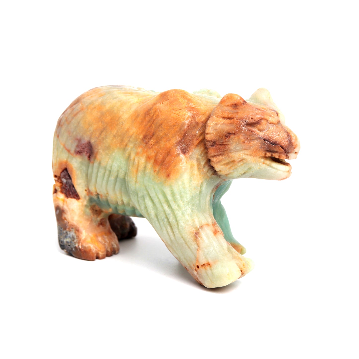 5" Amazonite Carved Bear Statue Realistic Crystal Healing Quartz Decor