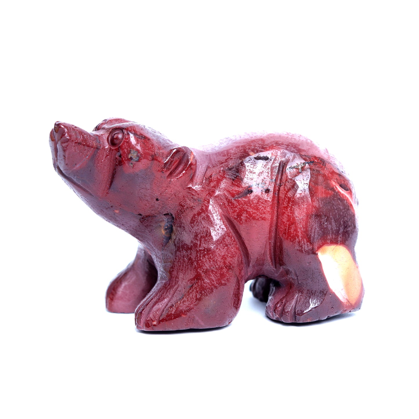 2.8" Mookaite Jasper Crystal Bear Figurine Realistic Healing Quartz Decor