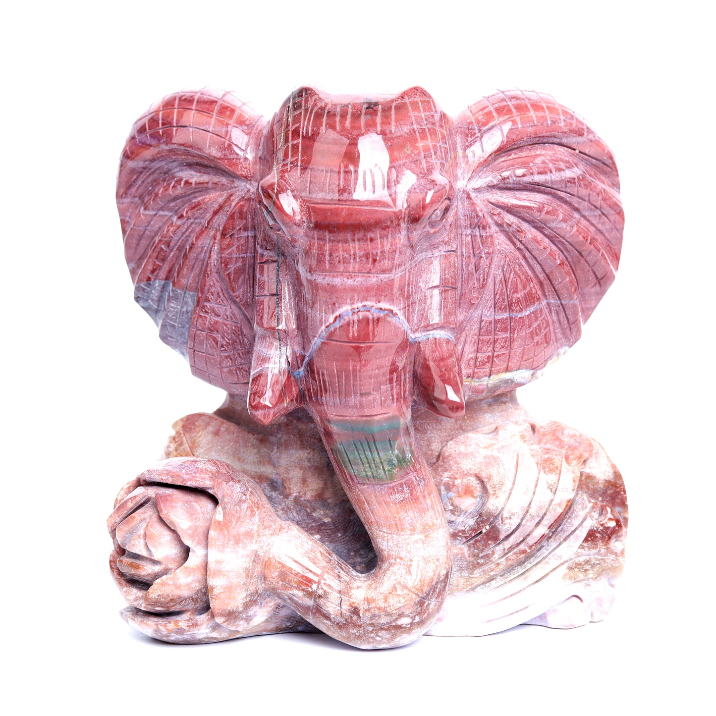 3.3lb Ocean Jasper Carved Elephant Sculpture Realistic Crystal Healing Quartz Decor