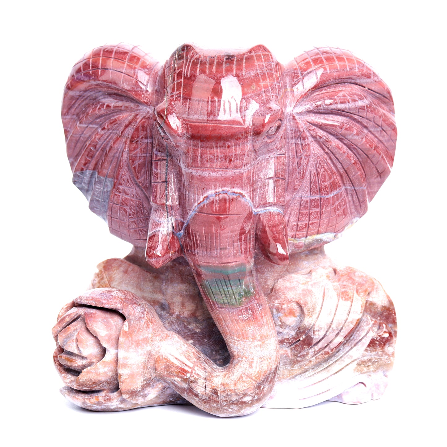 3.3lb Ocean Jasper Carved Elephant Sculpture Realistic Crystal Healing Quartz Decor
