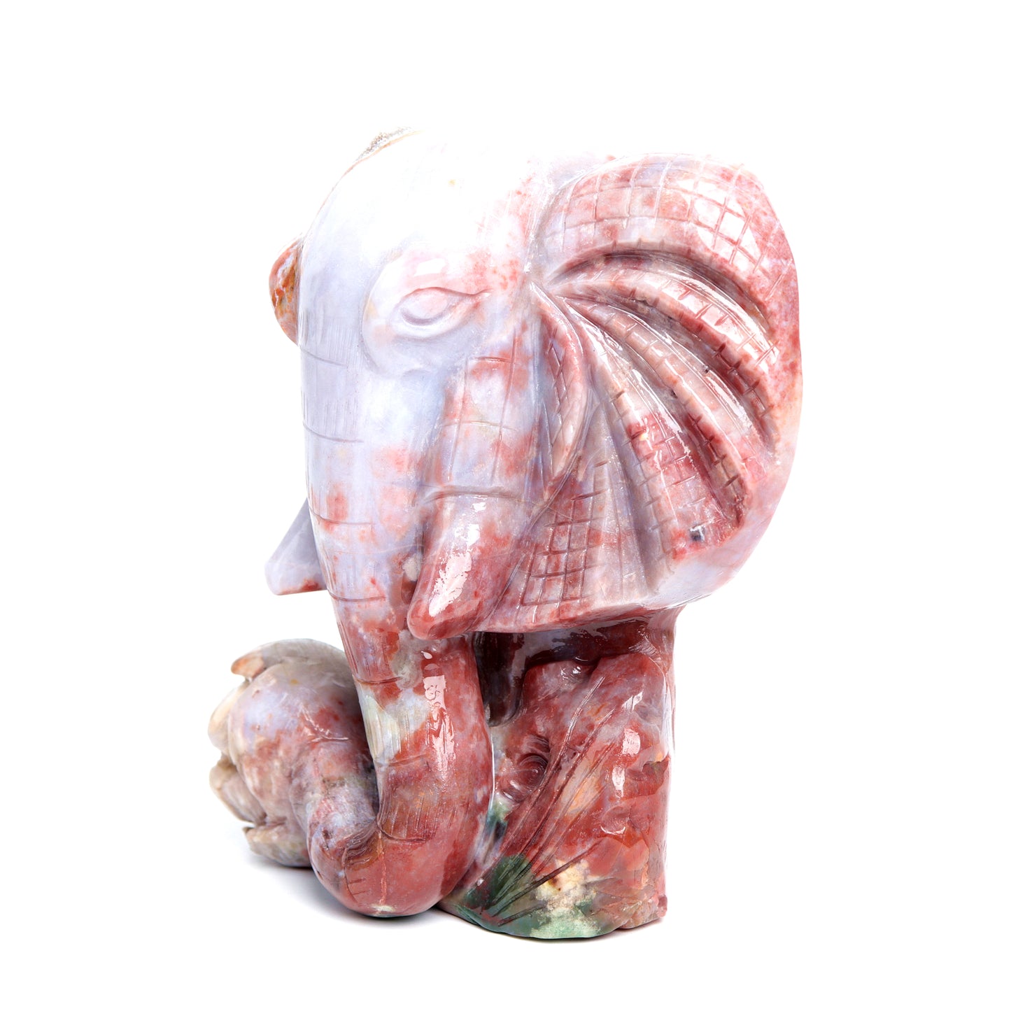 5" Ocean Jasper Carved Elephant Figurine Realistic Crystal Healing Quartz Decor