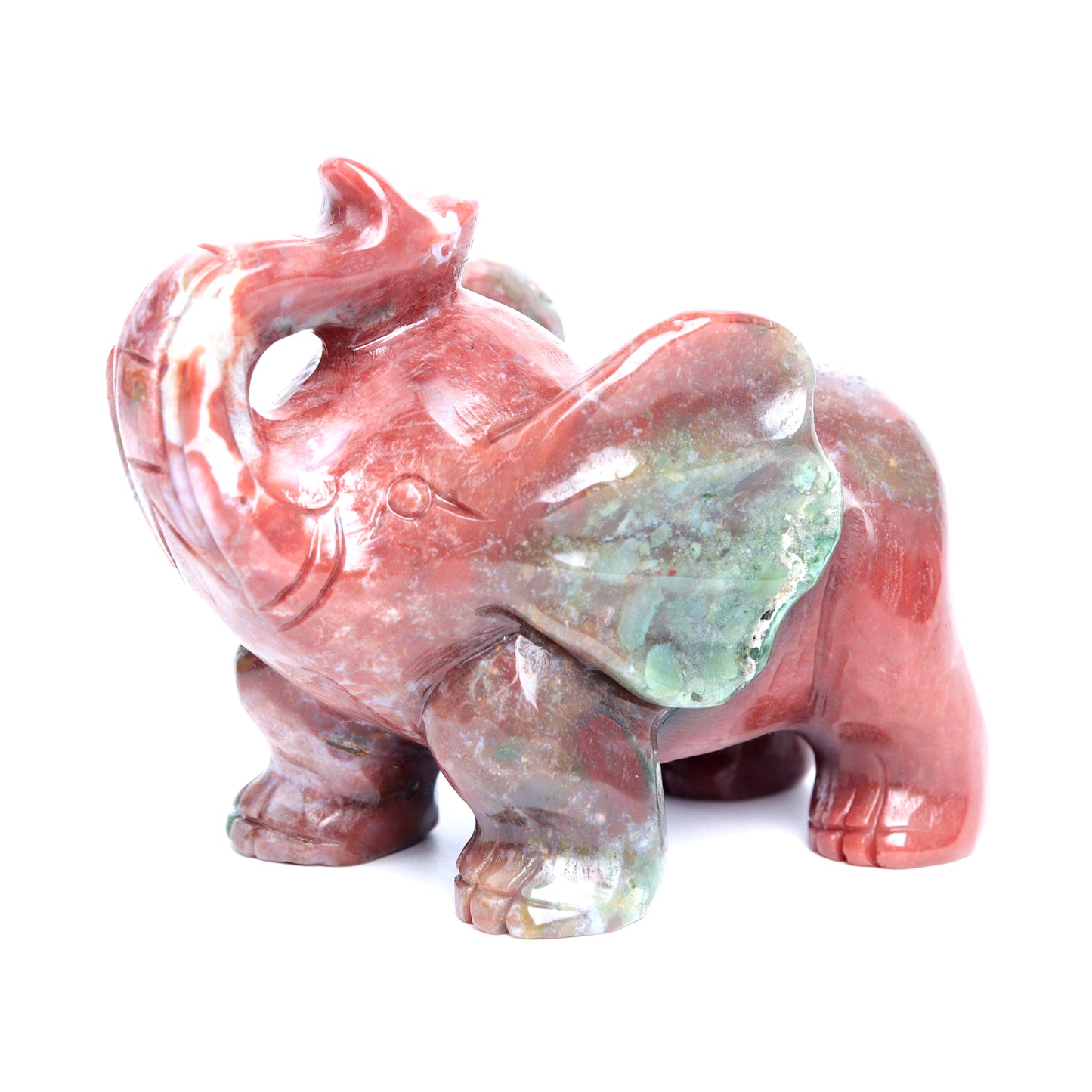 4.5" Ocean Jasper Crystal Elephant Statue Realistic Decor