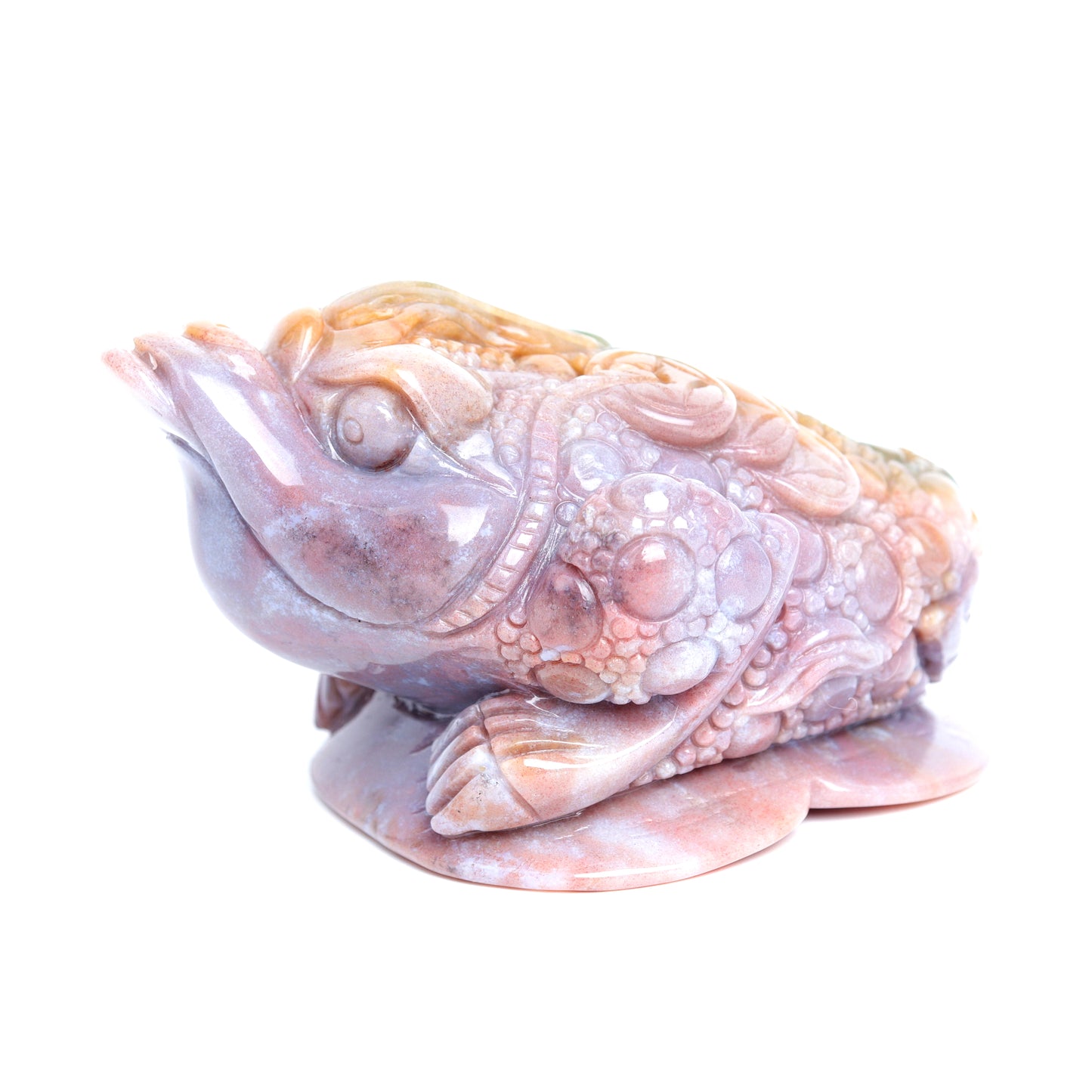 4.5" Ocean Jasper Carved Money Toad Statue Realistic Crystal Healing Quartz Decor