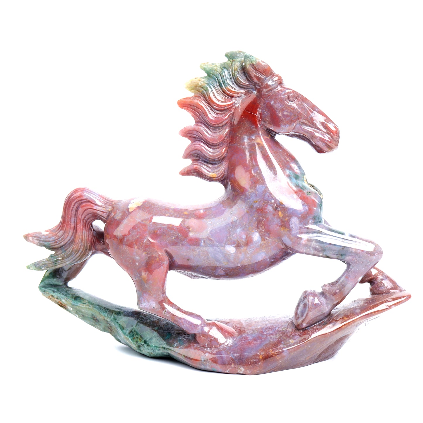 7.5" Ocean Jasper Carved Crystal Horse Figurine Realistic Quartz Decor