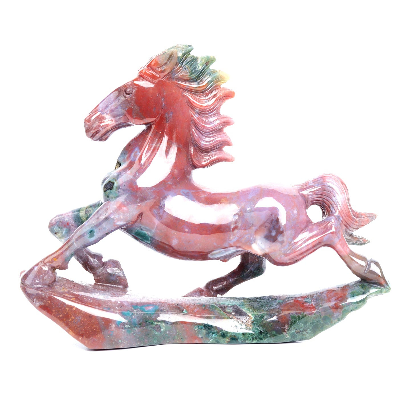 7.5" Ocean Jasper Carved Crystal Horse Figurine Realistic Quartz Decor