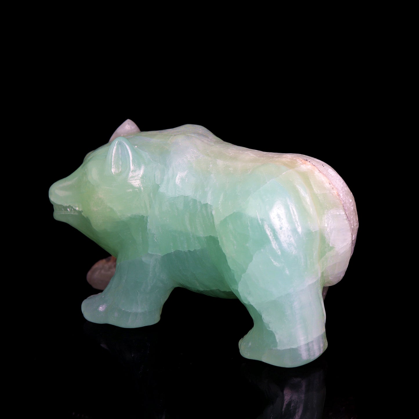 4.5" Caribbean Calcite Carved Bear Figurine Realistic Crystal Healing Quartz