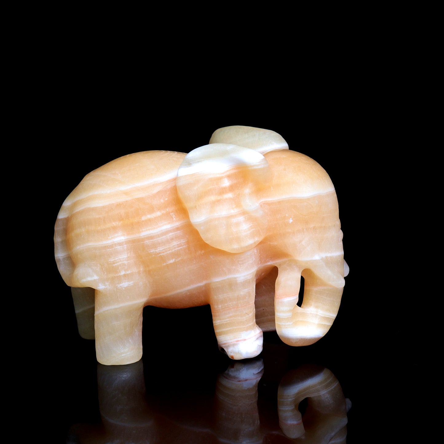 3.8" Yellow calcite Carved Elephant Figurine Realistic Crystal Healing Quartz Decor