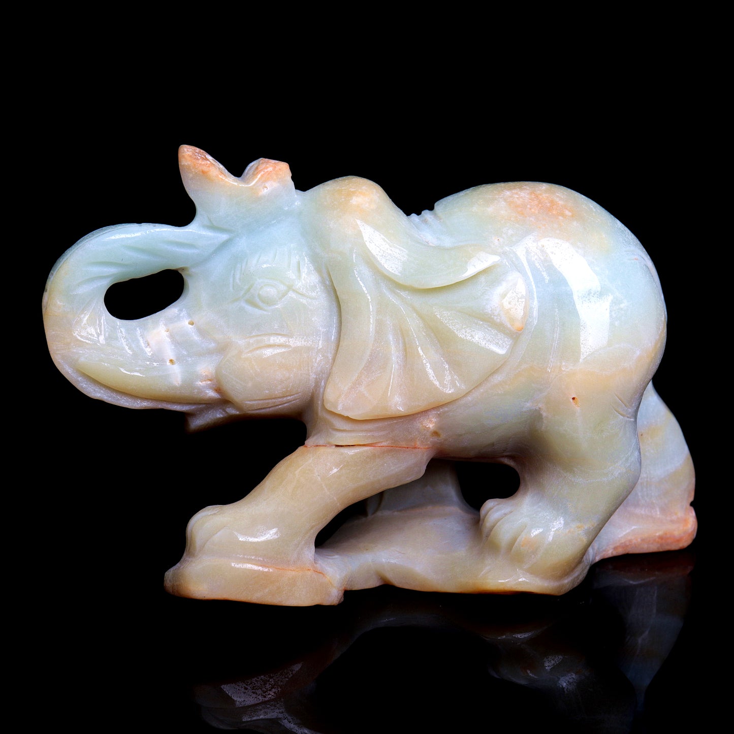 5.5" Amazonite Carved Elephant Figurine Realistic Crystal Healing Quartz Decor